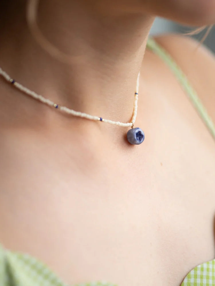 Blueberry Beaded Necklace