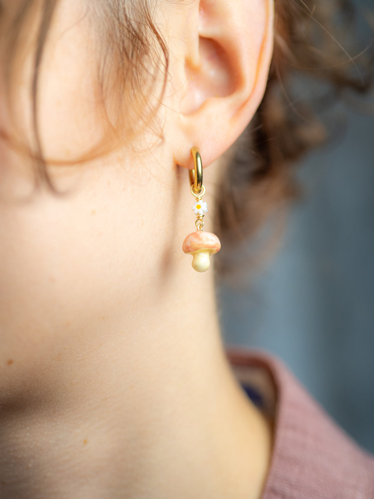 Mini Mushroom Dangle Earrings