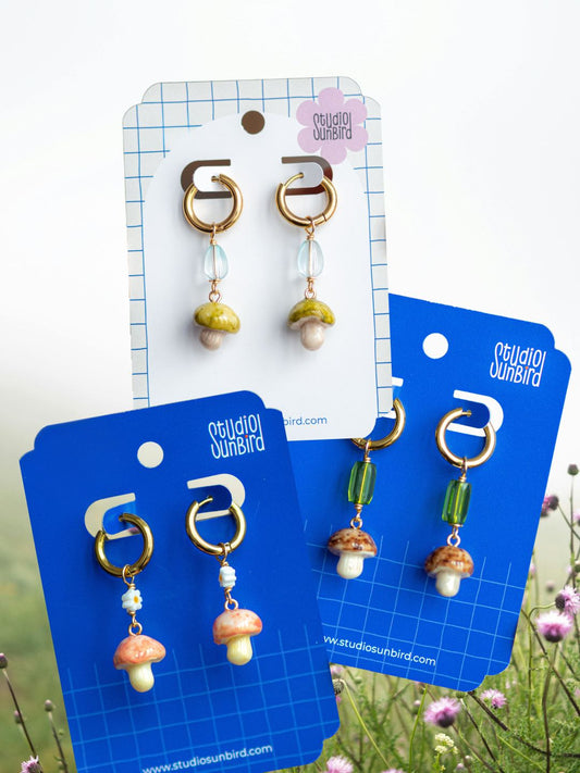 Mini Mushroom Dangle Earrings
