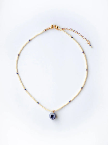 Blueberry Beaded Necklace