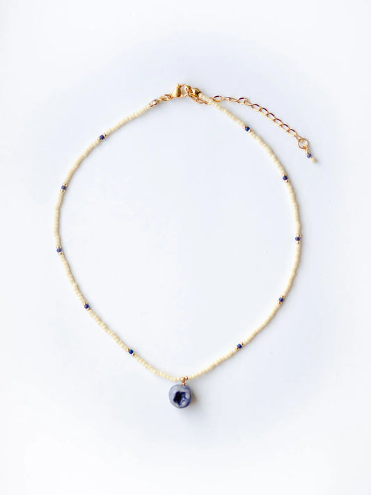 Blueberry Beaded Necklace